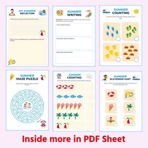 SUMMER WORK SHEET FOR KIDS | Downlaoded PDF File | 20 Page PDF File - Image 2