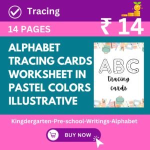 Alphabet Tracing Cards Worksheet in Pastel Colors Illustrative