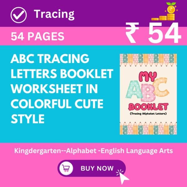 ABC Tracing Letters Booklet Worksheet in Colorful Cute Style