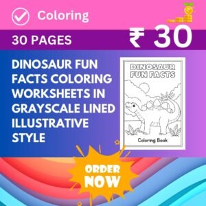 Dinosaur Fun Facts Coloring Worksheets in Grayscale Lined Illustrative Style