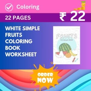 White Simple Fruits Coloring Book Worksheet