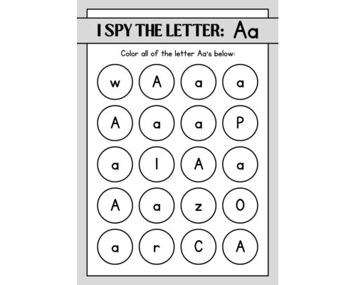 5 Black White I Spy Alphabet Letters Worksheets