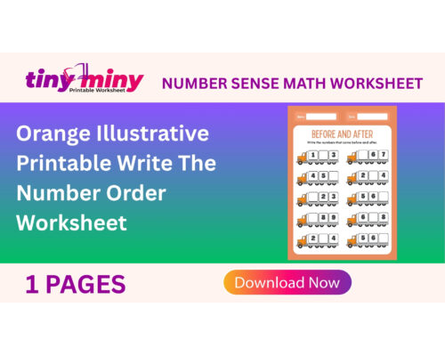 Orange Illustrative Printable Write The Number Order Worksheet
