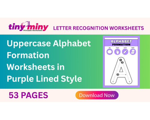 Uppercase Alphabet Formation Worksheets in Purple Lined Style