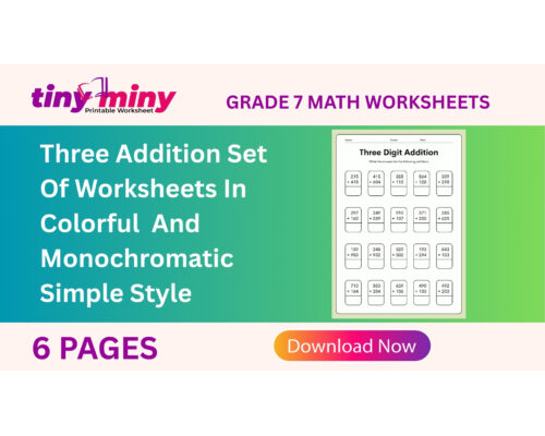 Three Addition Set Of Worksheets In Colorful  And Monochromatic Simple Style