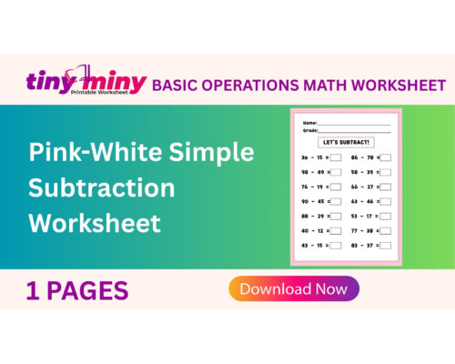 Pink-White Simple Subtraction Worksheet
