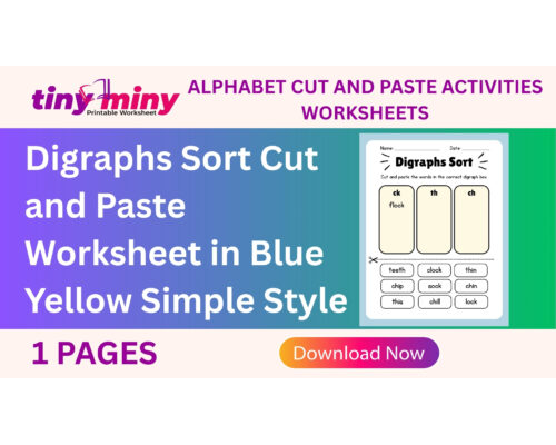 Digraphs Sort Cut and Paste Worksheet in Blue Yellow Simple Style