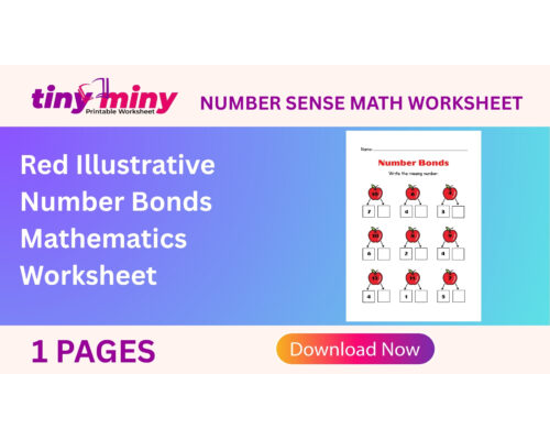 Red Illustrative Number Bonds Mathematics Worksheet