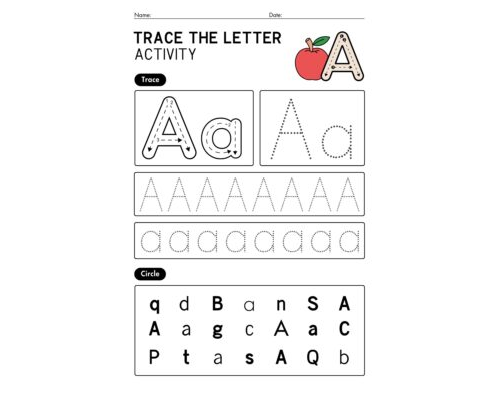 Alphabet Letter Tracing  (A-M) Set Of Worksheets In Colorful Simple Style