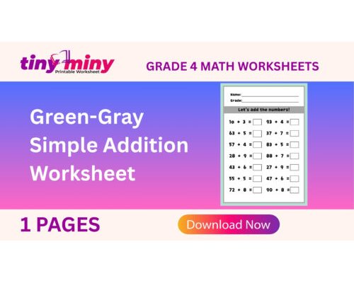 Green-Gray Simple Addition Worksheet