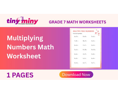 Multiplying Numbers Math Worksheet