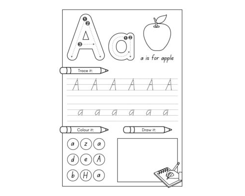 Kindergarten Alphabet Worksheet Bundle in Black and White Minimalist Style