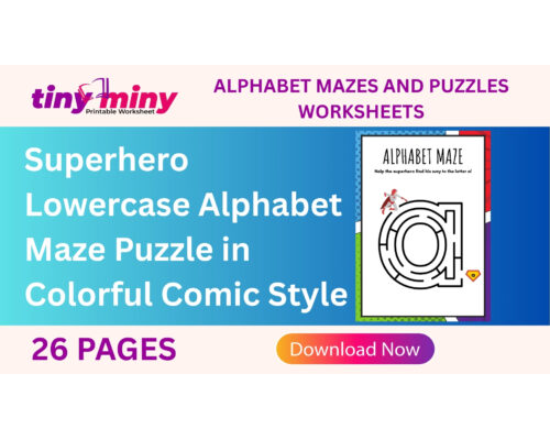 Superhero Lowercase Alphabet Maze Puzzle in Colorful Comic Style